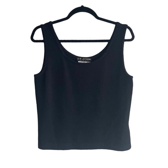 ST JOHN Black Wool Knit Scoop Neck Sleeveless Tank Top Sweater S - Picture 1 of 5